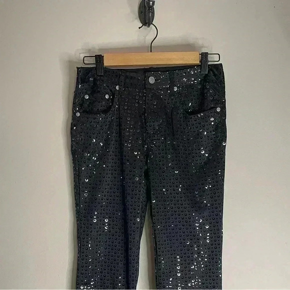 Vintage Y2K 2000s Cavaricci Black Sequin Bootcut Pants Size 5 Waist 28” - Picture 4 of 16